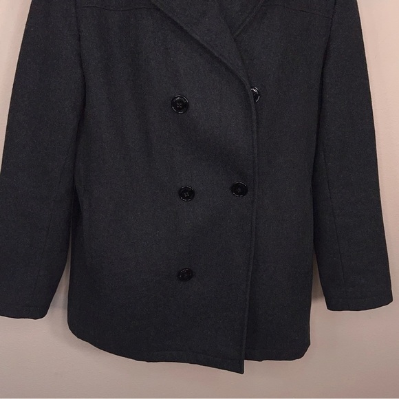 Medium Kenneth Cole Men’s Dark Grey/Black Wool Blend Peacoat Classic Lined Retro - Picture 6 of 14